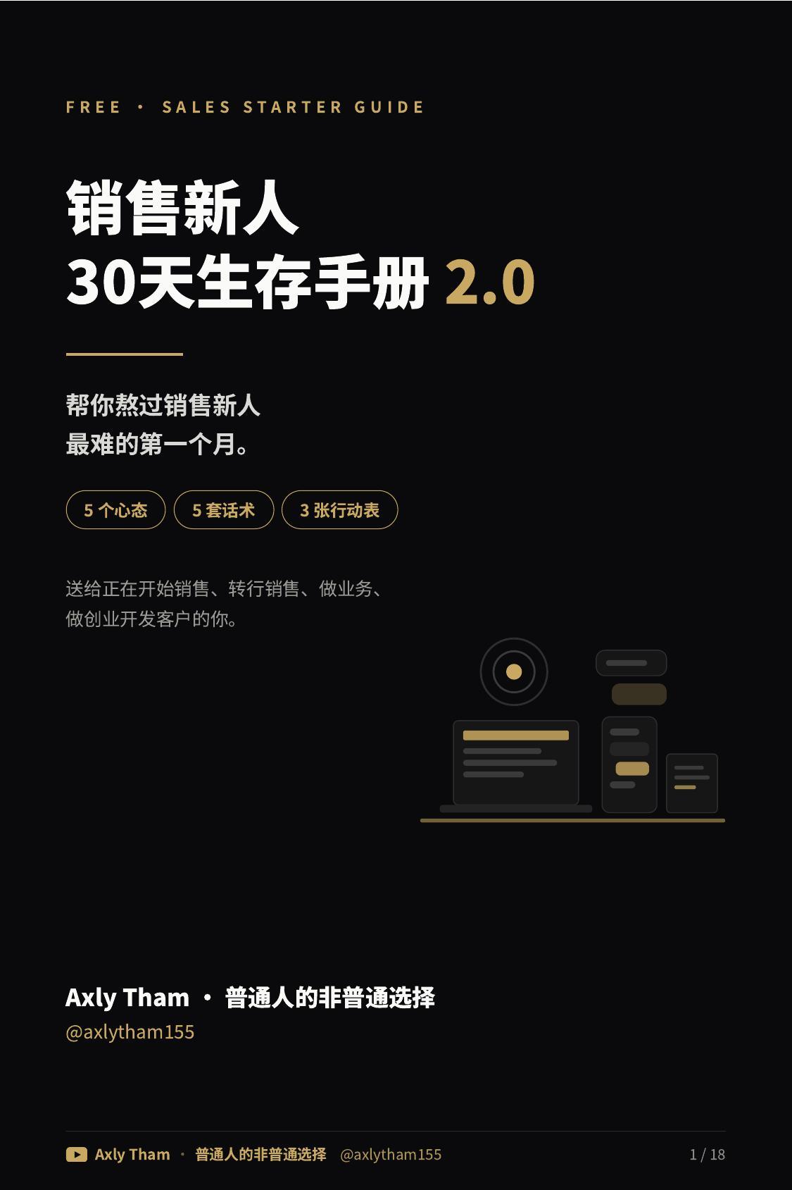 《销售新人30天生存手册 2.0》黑金色封面