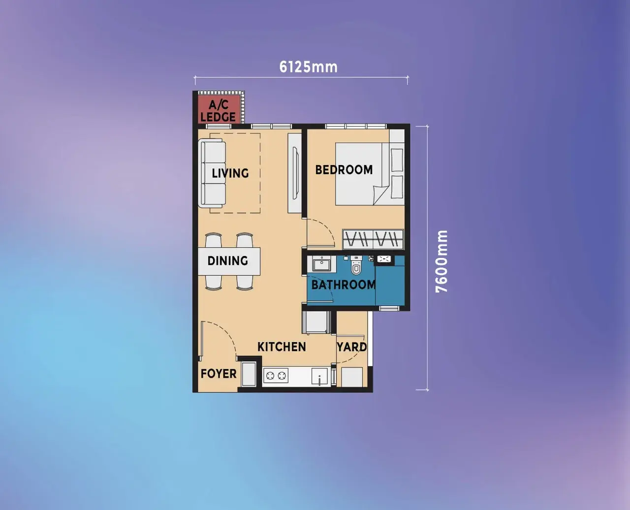 Type C · 1 Bedroom