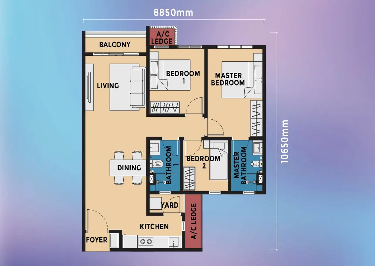 Type E · 3 Bedroom