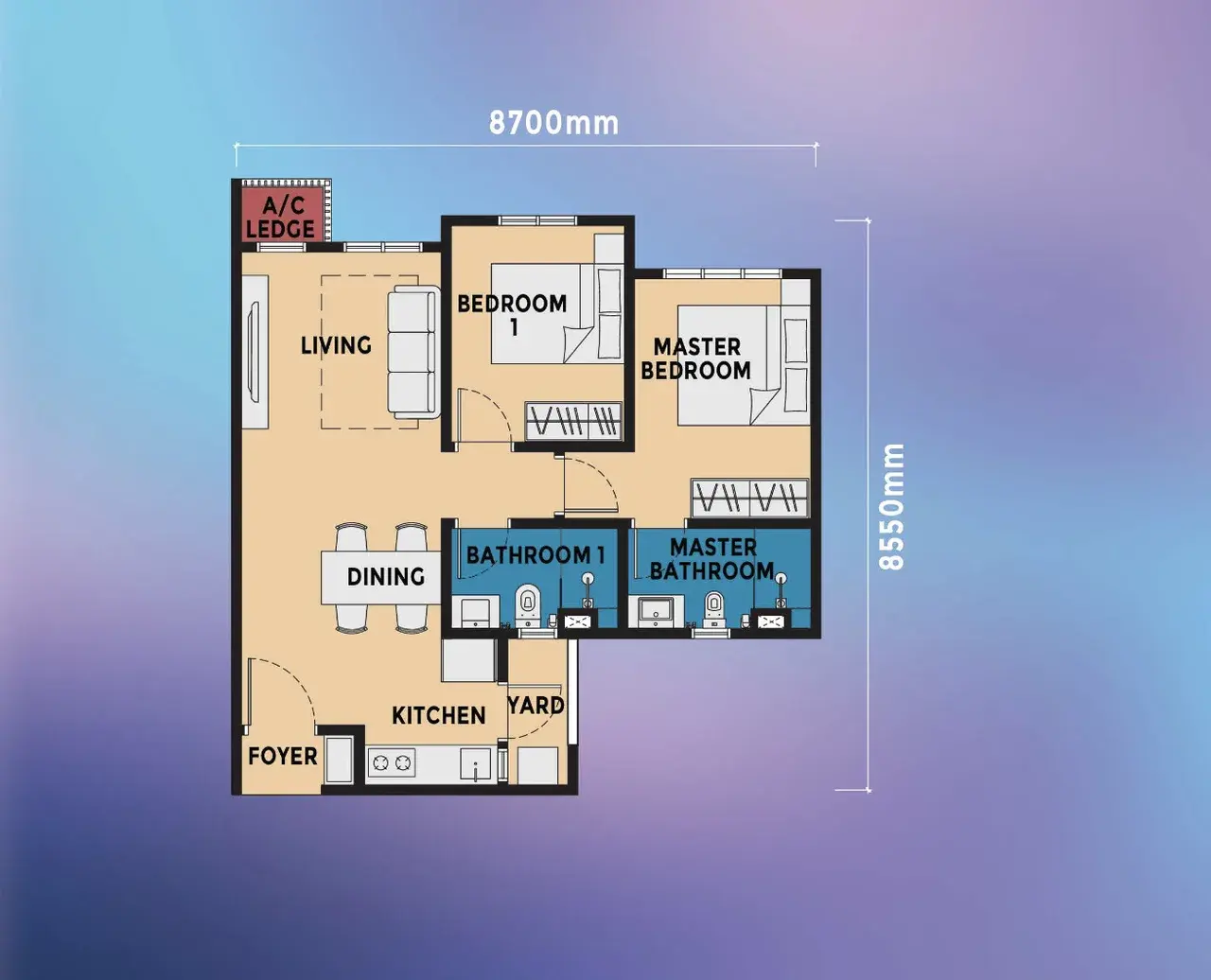 Type D1 · 2 Bedroom